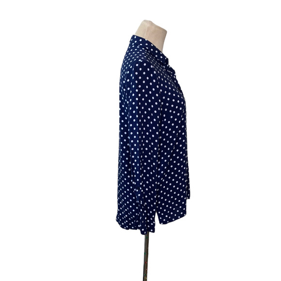 H&M blue white polka dots long sleeves buttoned shirt size 4 - Picture 6 of 6